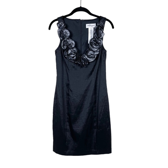 Betsy & Adam Black Floral Sleeveless Sheath Pencil Party Formal Dress Size 4 - Picture 1 of 5